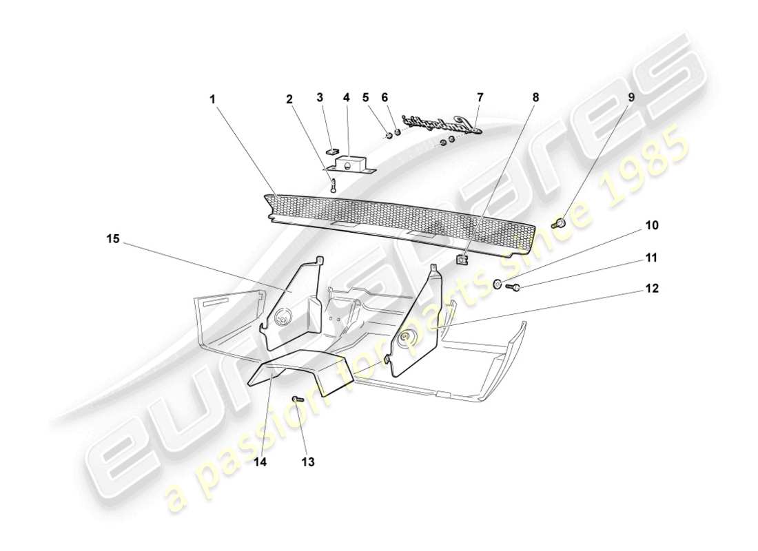 lamborghini murcielago coupe (2002) heat deflector plate for bumper rear part diagram