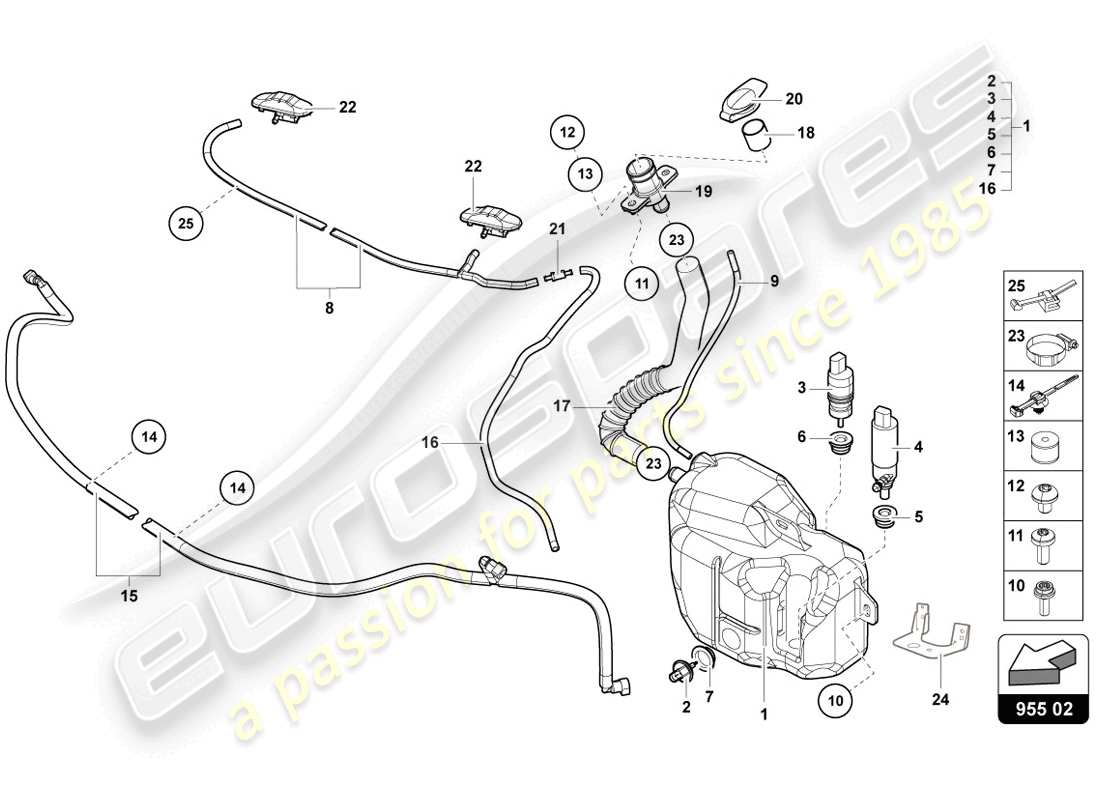 lamborghini lp720-4 coupe 50 (2014) windscreen washer system parts diagram