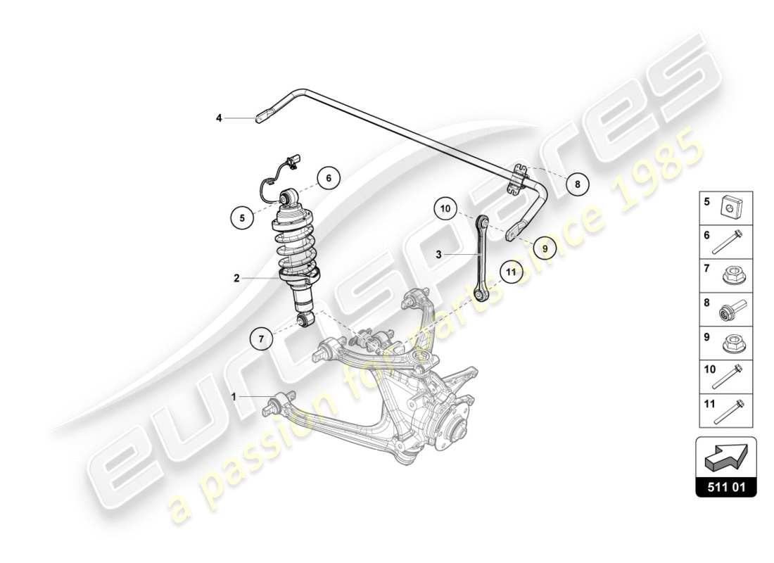 lamborghini 2017 (lp580-2 spyder) shock absorber rear part diagram