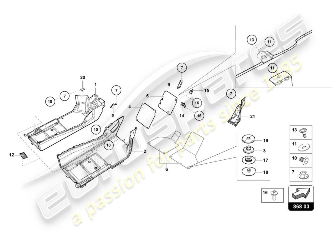 lamborghini 2019 (lp580-2 spyder) noise insulation plate inner part diagram