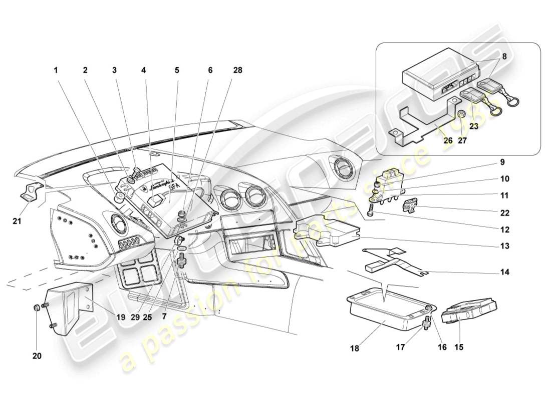 lamborghini murcielago coupe (2005) control modules for electrical systems part diagram