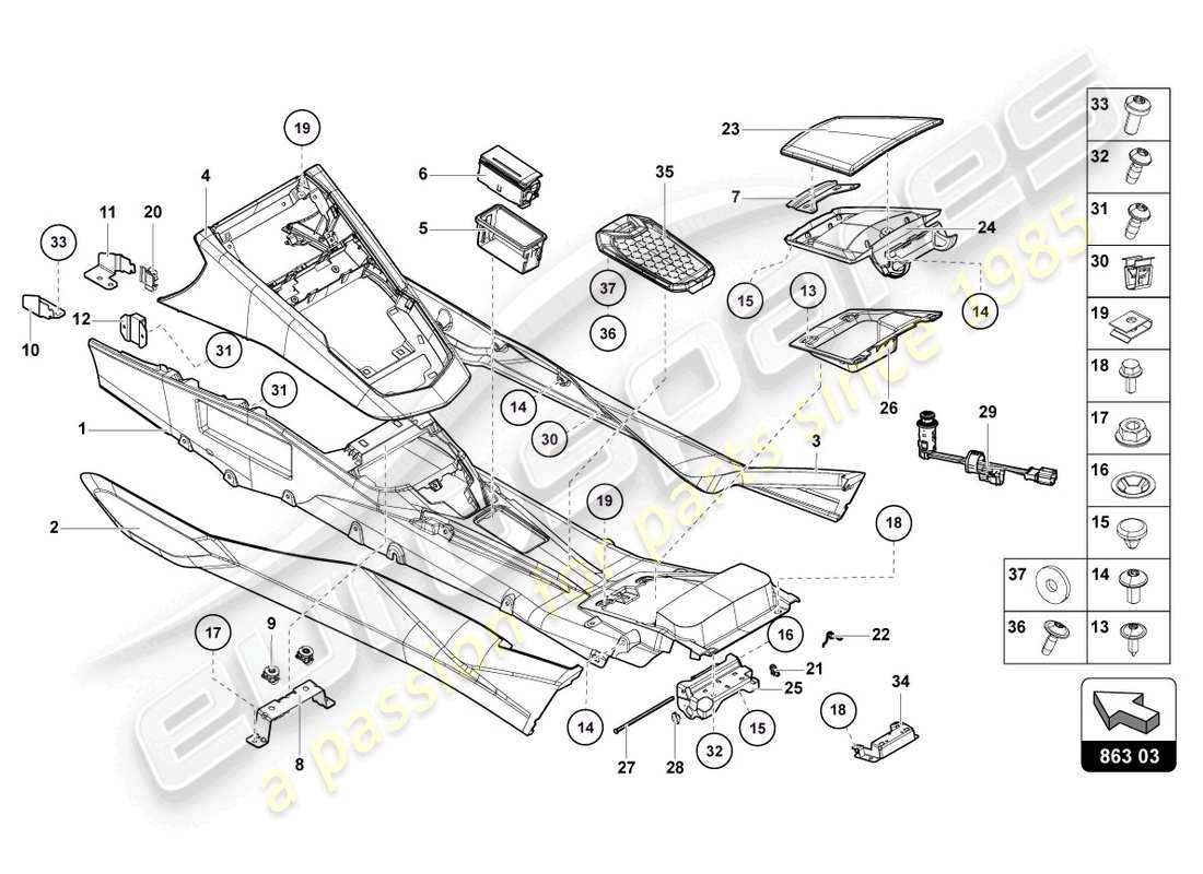 lamborghini 2020 (lp770-4 svj roadster) tunnel rear part diagram