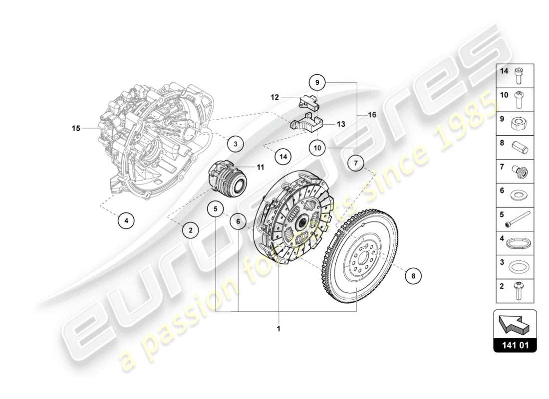 lamborghini lp750-4 sv roadster (2016) clutch part diagram