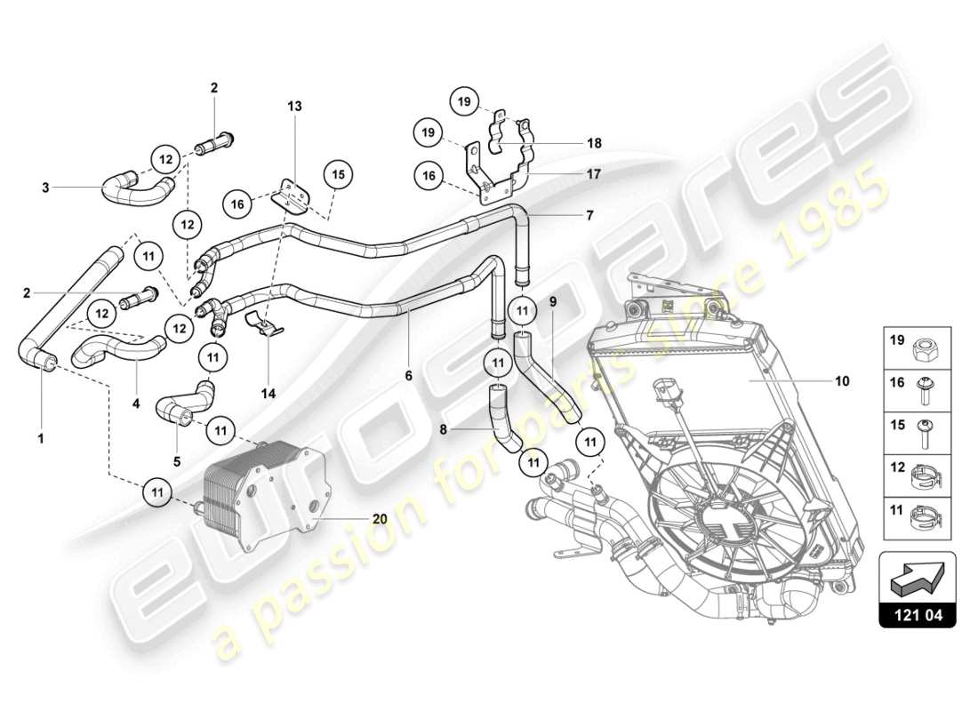 lamborghini lp740-4 s coupe (2021) cooling system parts diagram