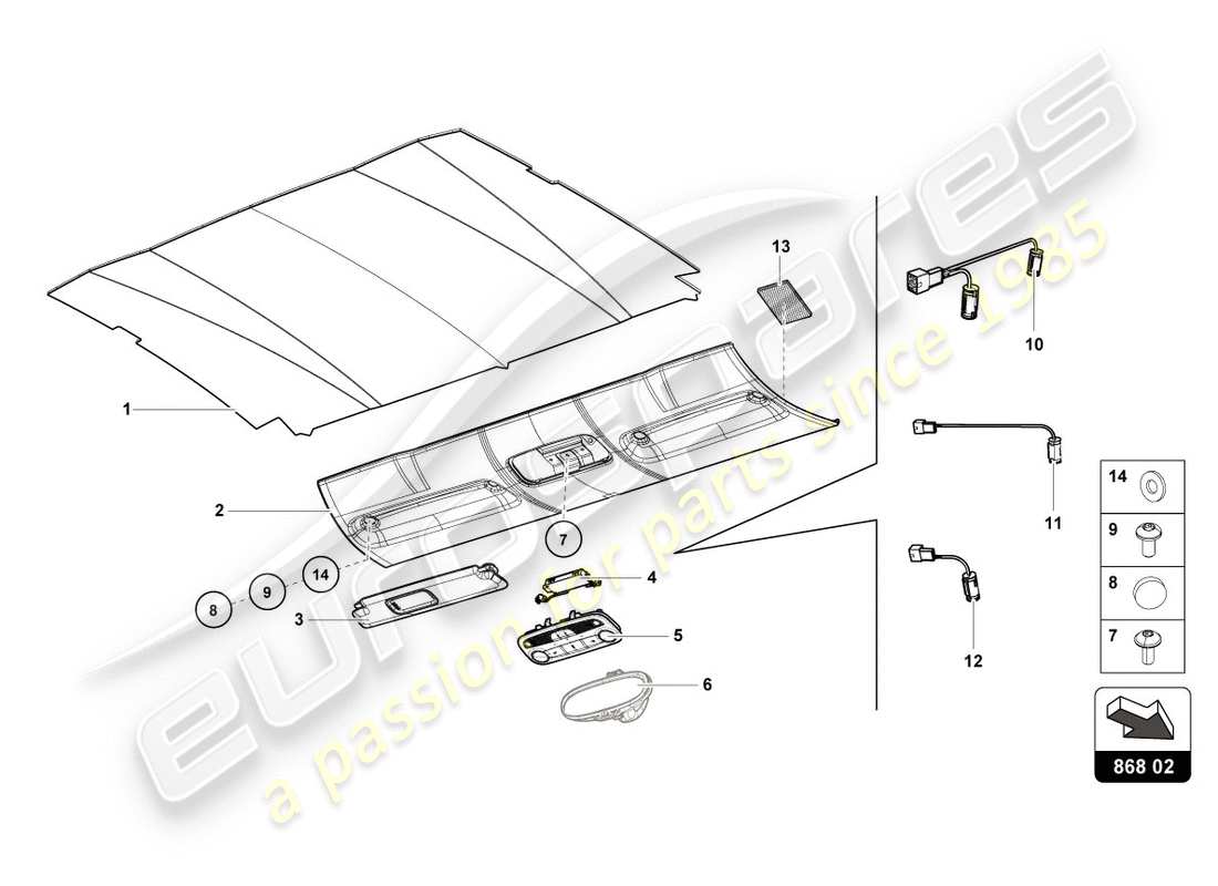 lamborghini 2016 (lp610-4 avio) roof trim part diagram