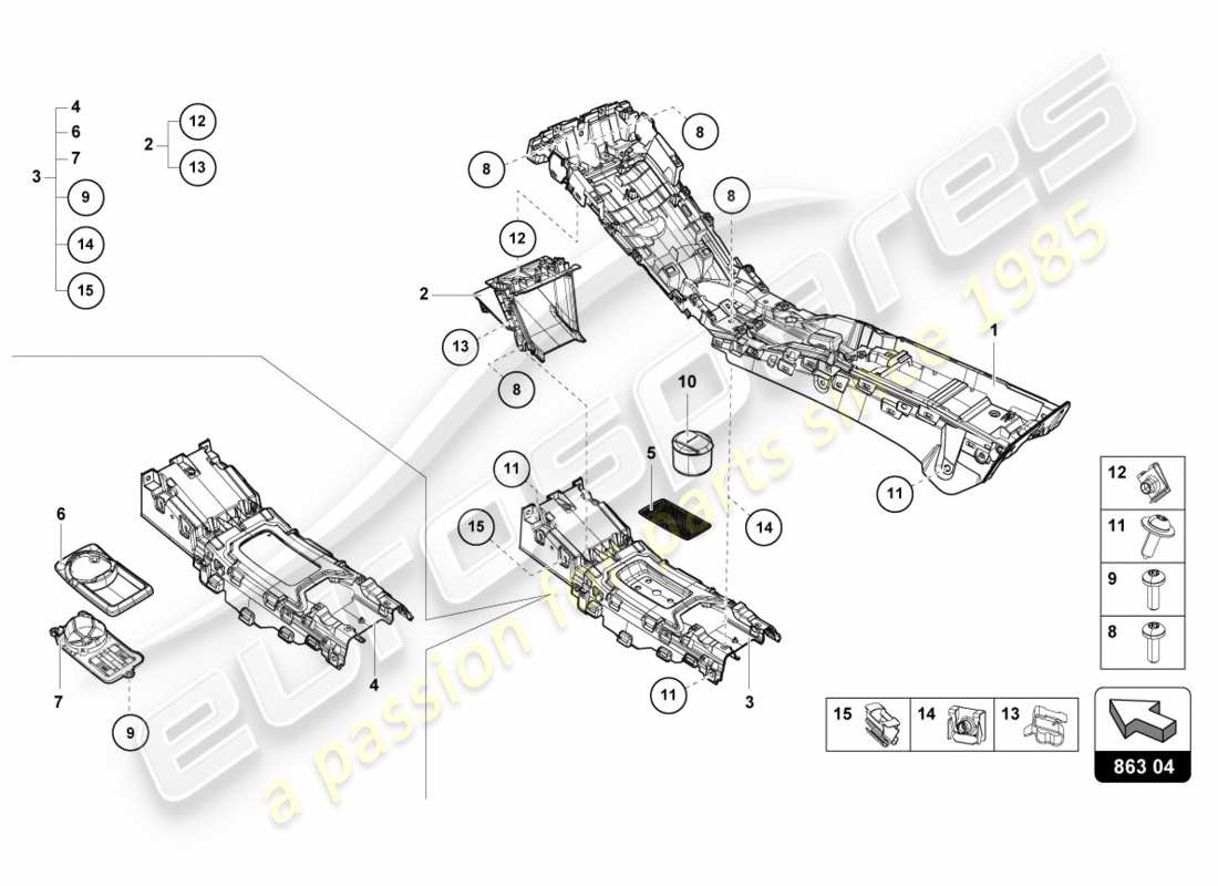 lamborghini performante spyder (2019) tunnel part diagram