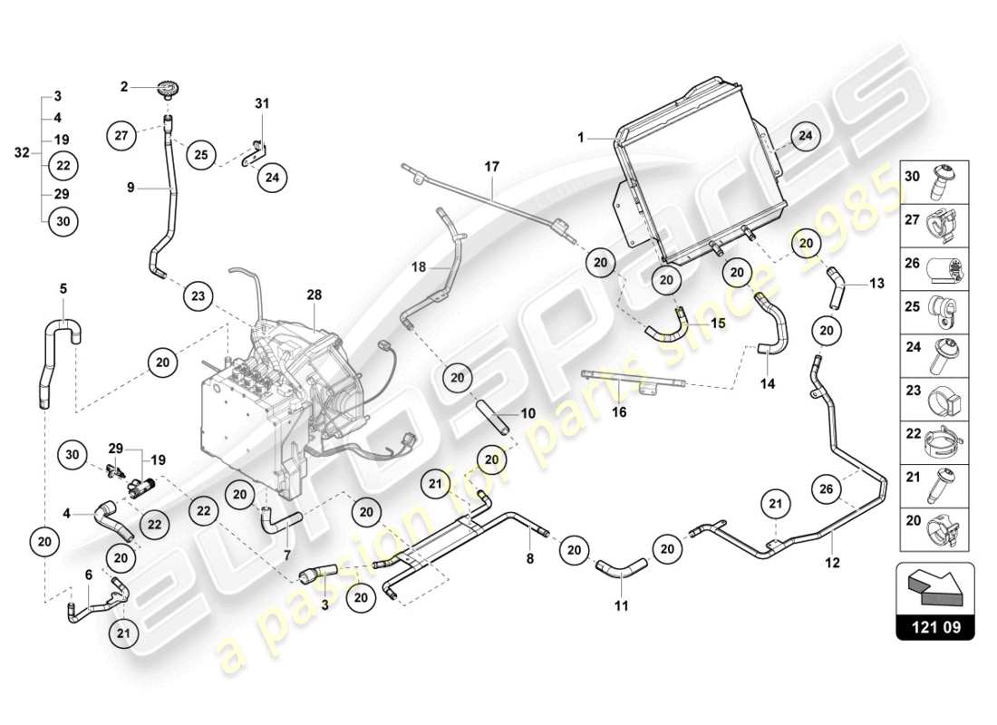 lamborghini sian (2021) cooling system parts diagram