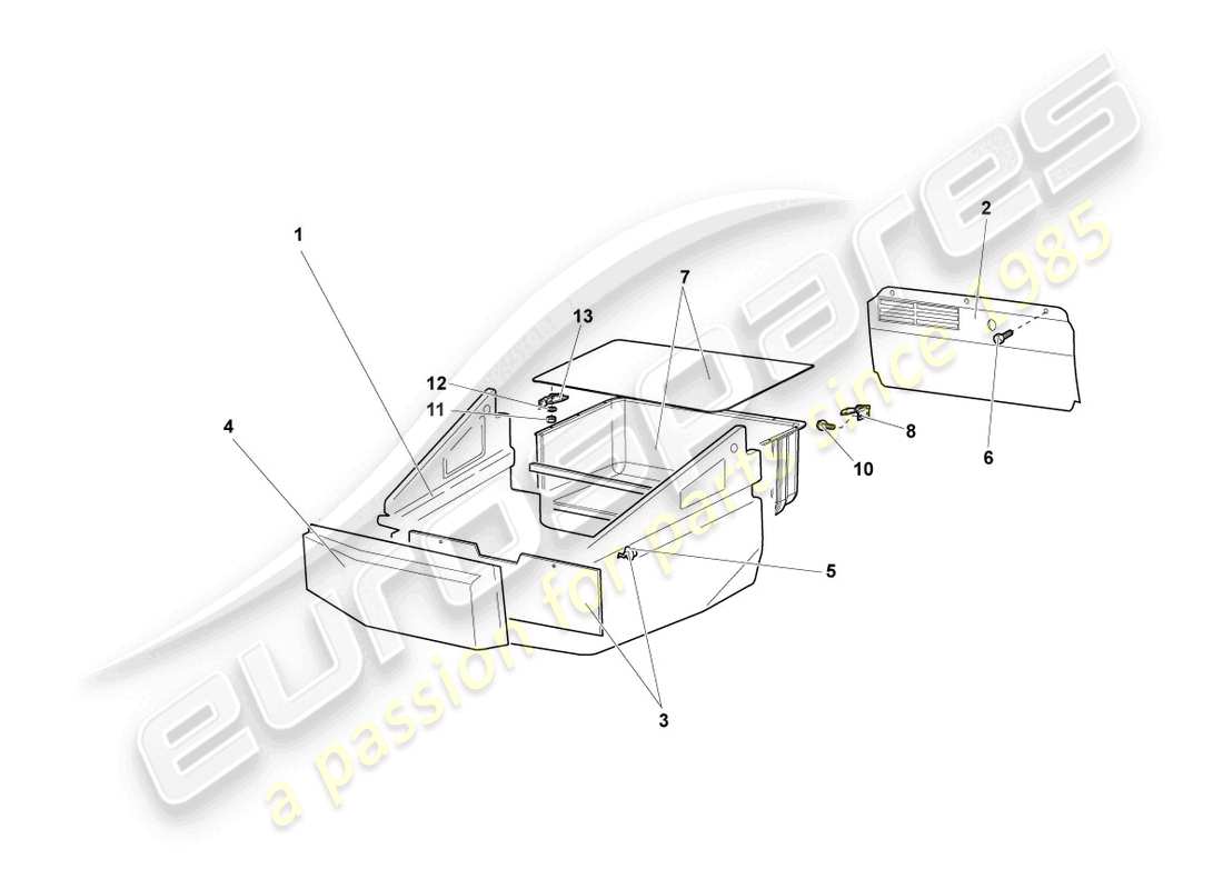 lamborghini murcielago coupe (2003) luggage boot trims parts diagram