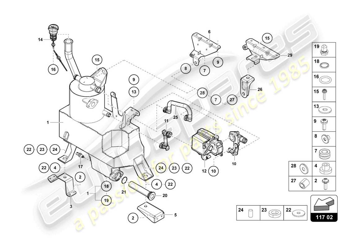 lamborghini lp740-4 s roadster (2020) oil container parts diagram
