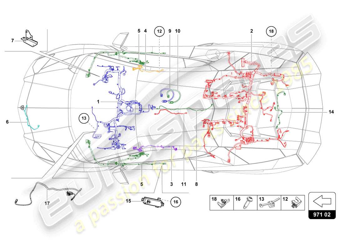 lamborghini lp740-4 s roadster (2020) wiring looms parts diagram