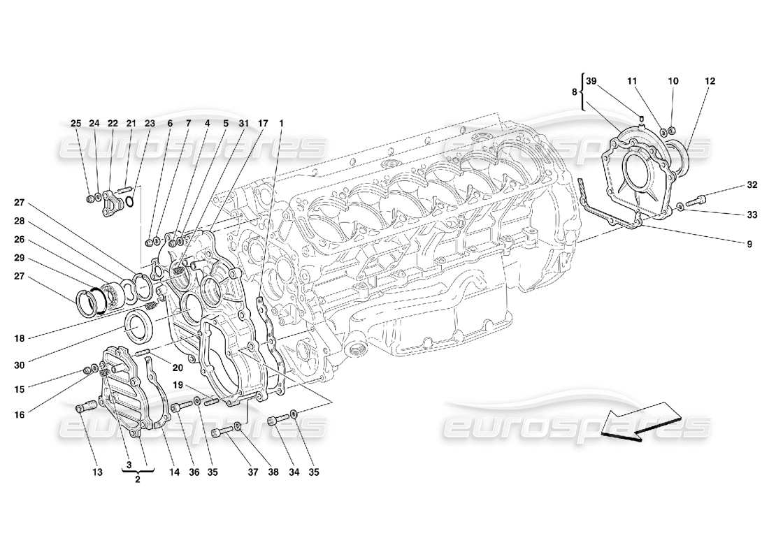 FERRARI 550 MARANELLO CRANKCASE - COVERS PART DIAGRAM ferrari 550 maranello crankcase - covers part diagram