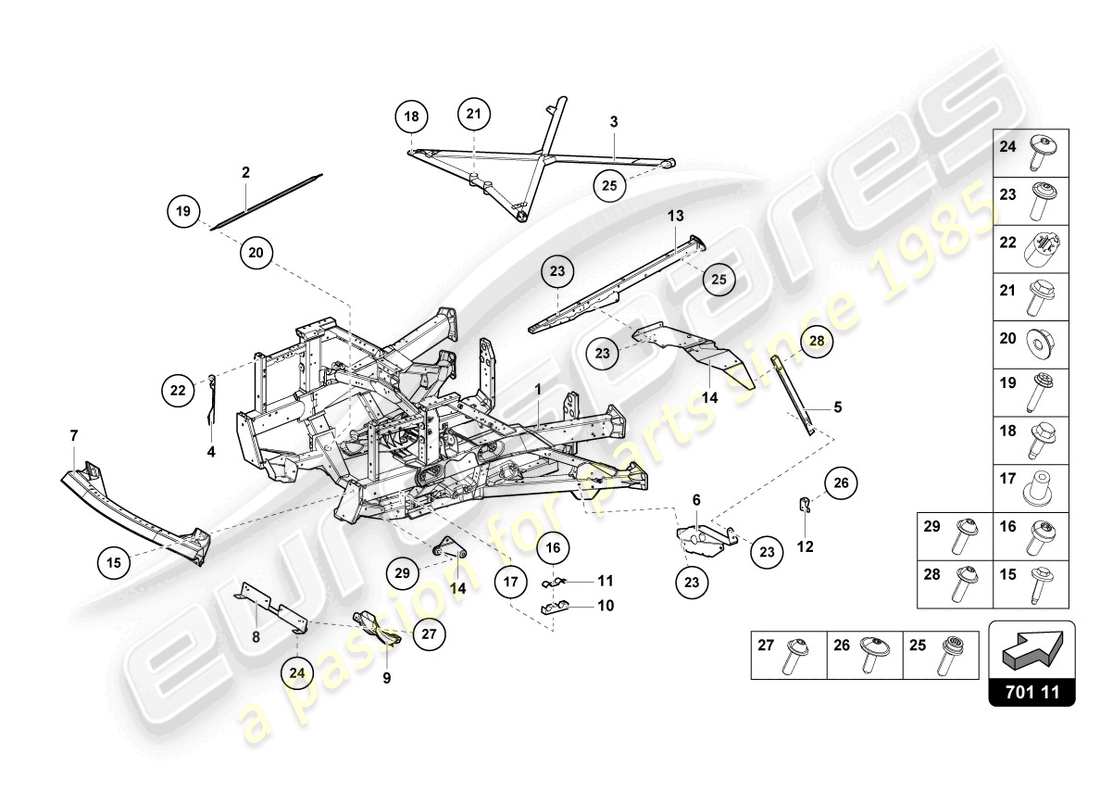 lamborghini sian (2021) trim frame rear part parts diagram