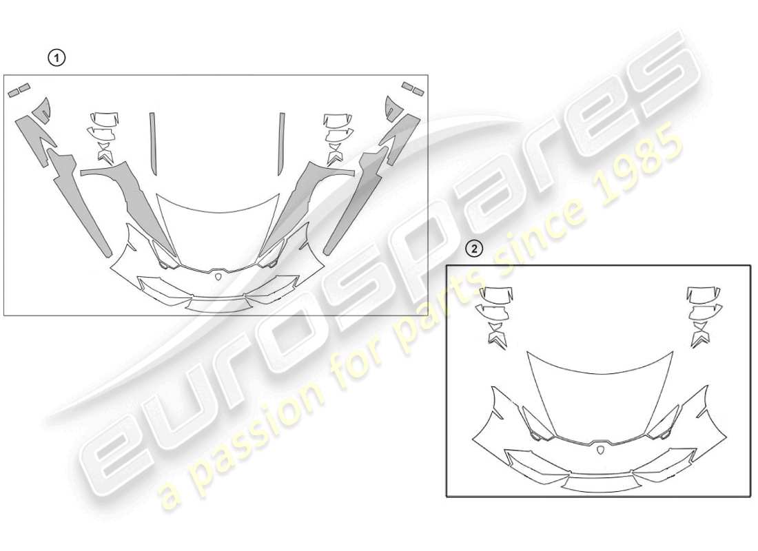 lamborghini huracan lp580-2 coupe (accessories) 1 set protective film part diagram