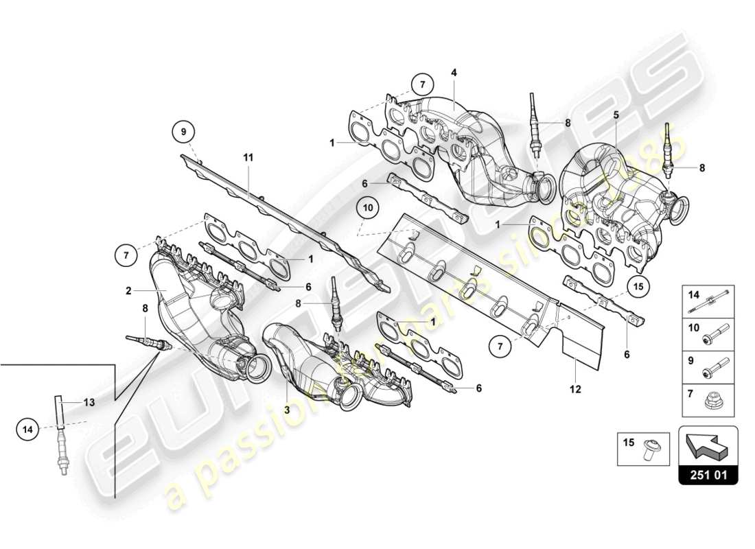 lamborghini 2018 (lp740-4 s roadster) exhaust system part diagram