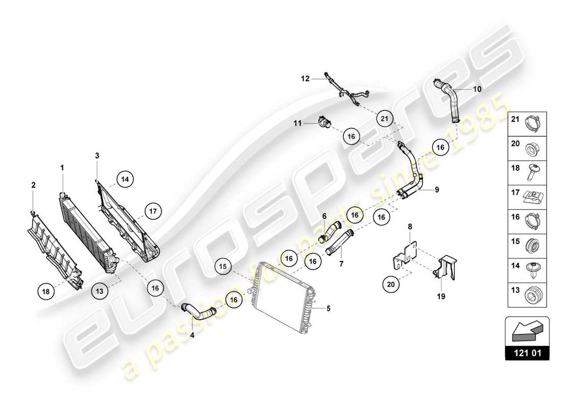 lamborghini 2016 (lp580-2 coupe) cooler for coolant part diagram