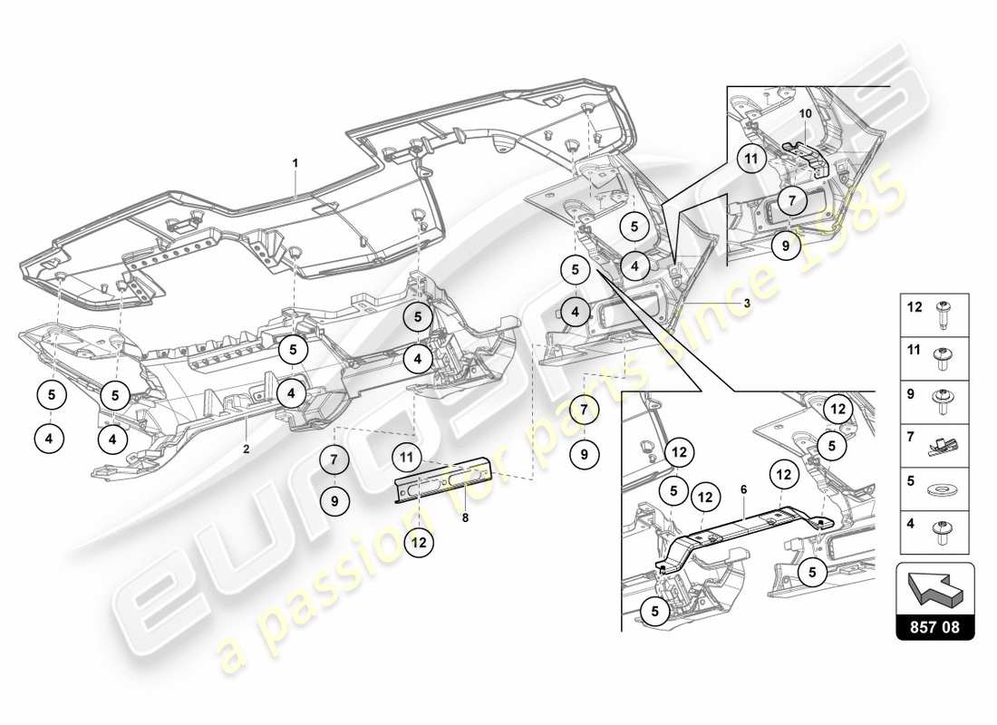 lamborghini centenario roadster (2017) instrument panel parts diagram
