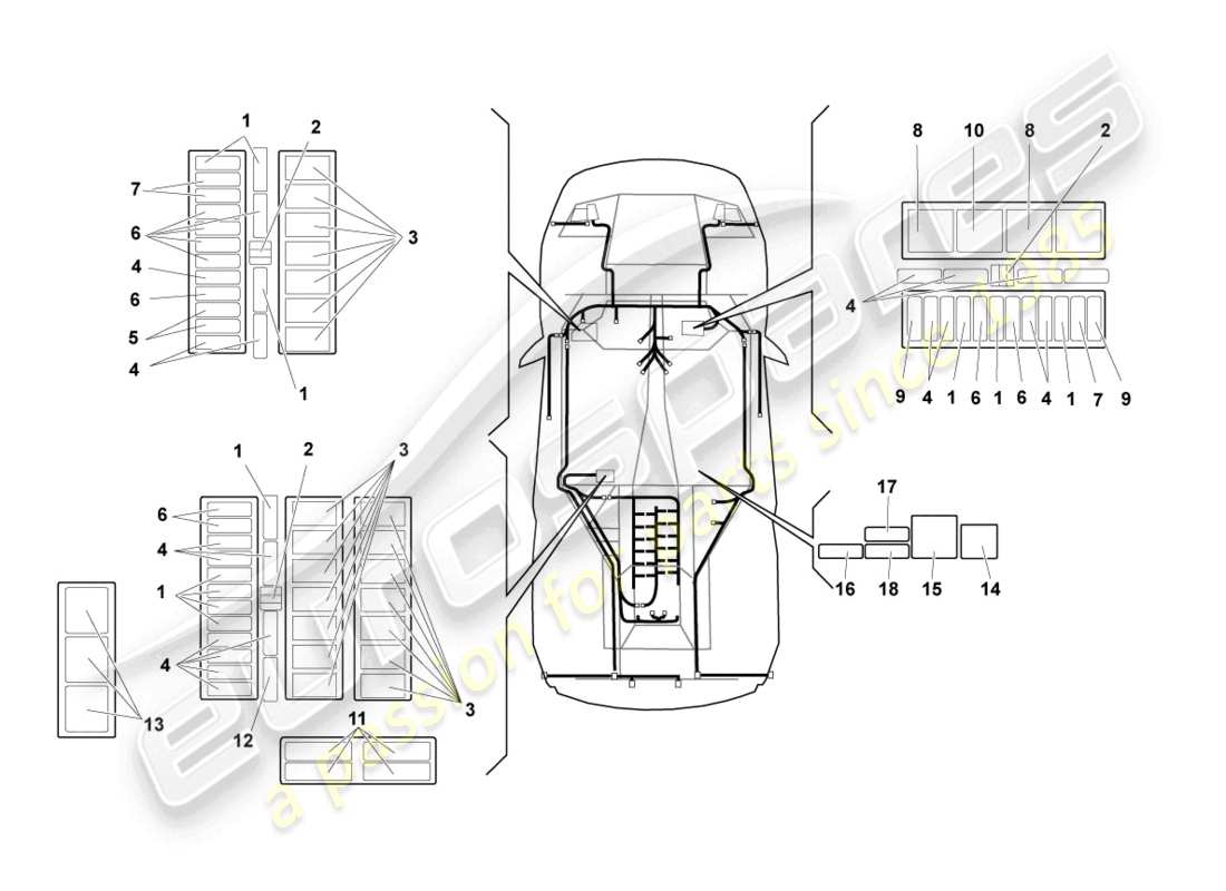 lamborghini murcielago coupe (2002) central electrics part diagram