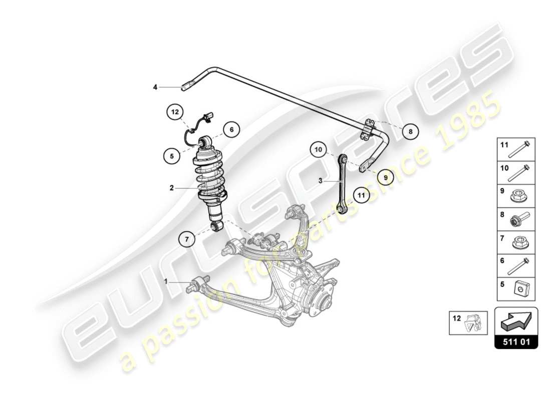 lamborghini 2015 (lp600-4 zhong coupe) shock absorber rear part diagram