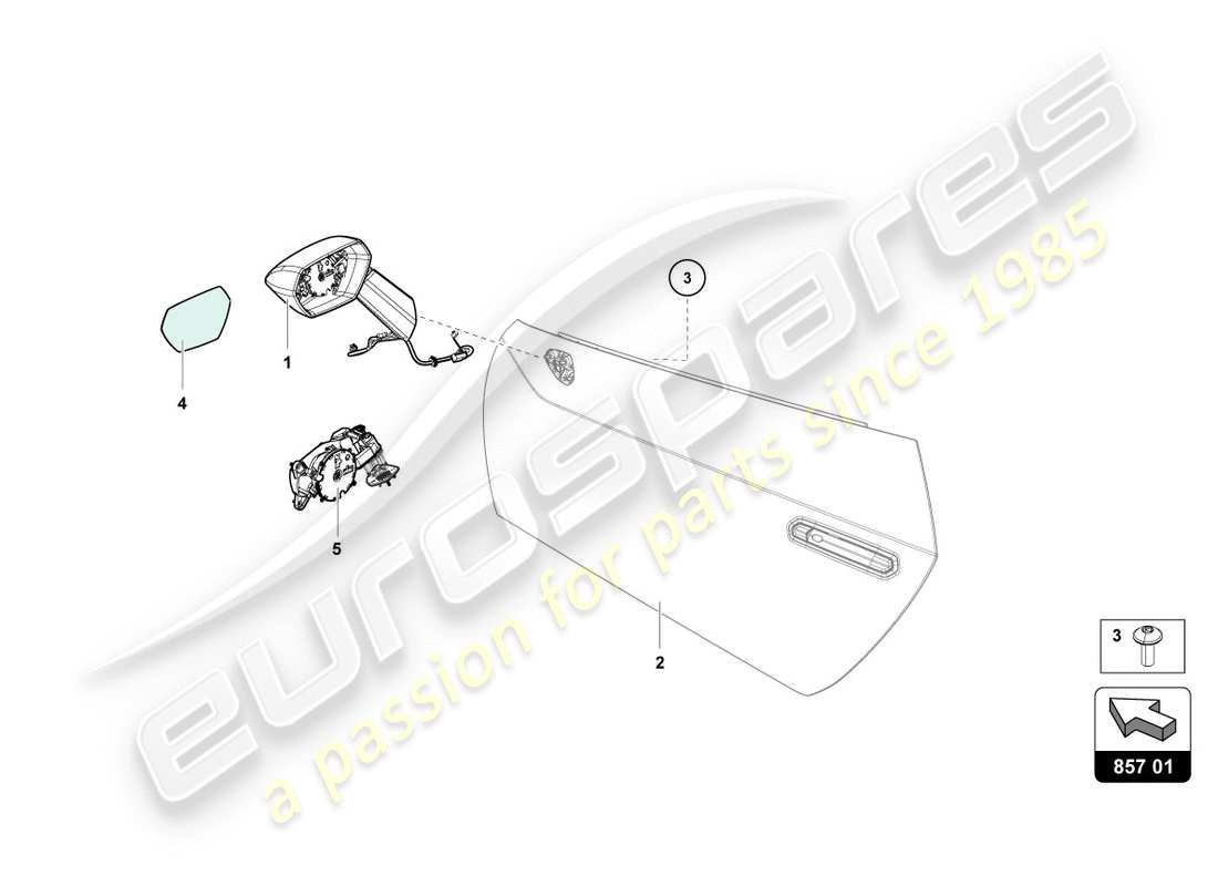 lamborghini 2020 (performante coupe) exterior mirror part diagram