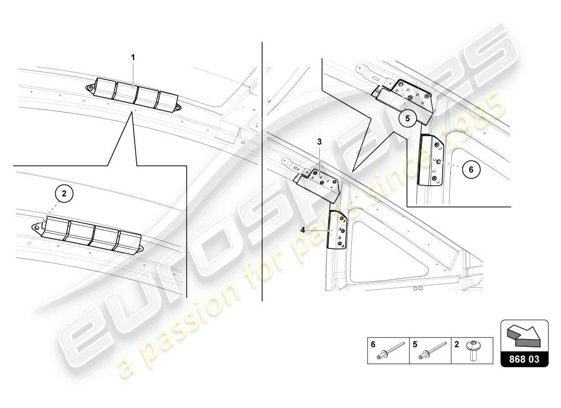 lamborghini 2014 (lp720-4 coupe 50) roof frame trim part diagram