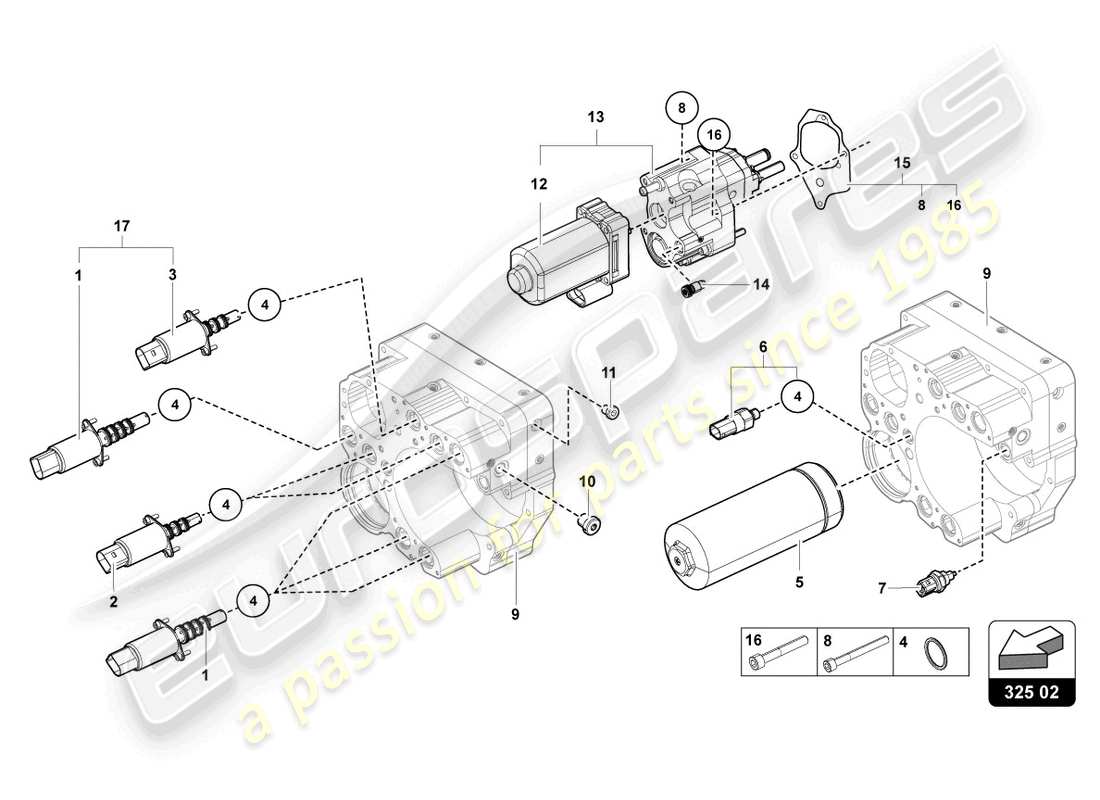 lamborghini lp750-4 sv coupe (2015) hydraulics control unit parts diagram