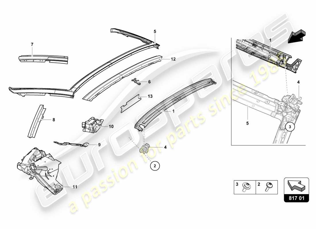 lamborghini 2018 (lp580-2 spyder) hinged window part diagram
