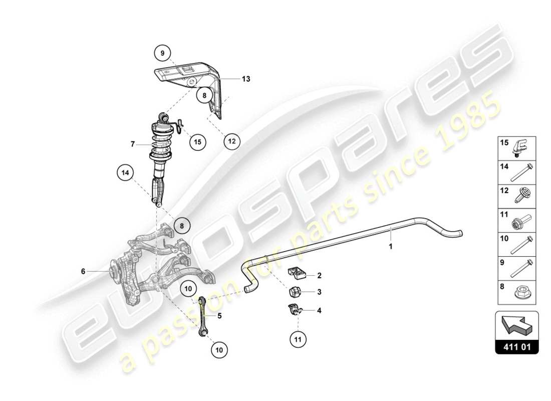 lamborghini lp580-2 coupe (2016) shock absorbers part diagram