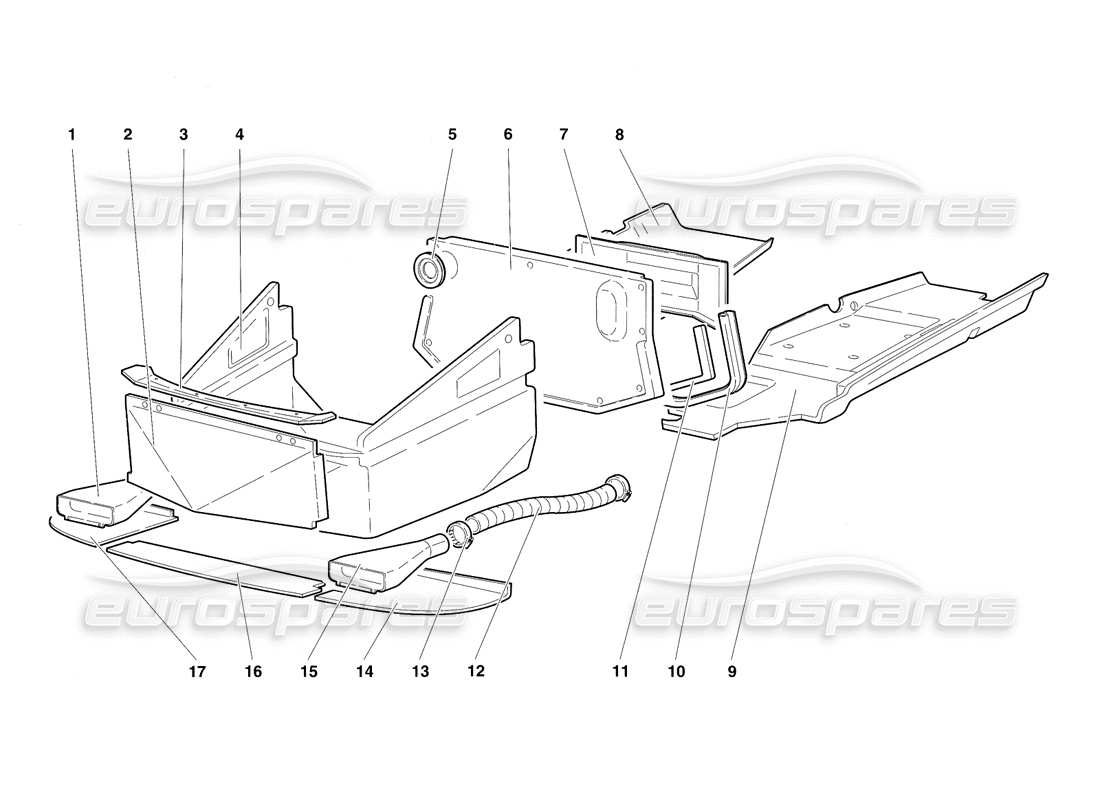 lamborghini diablo sv (1997) frame floor panels parts diagram