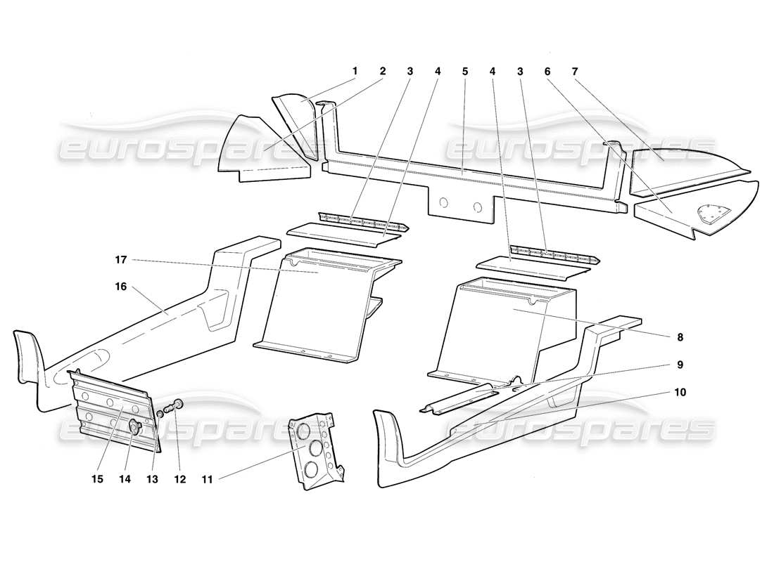 lamborghini diablo se30 (1995) passenger compartment trim parts diagram