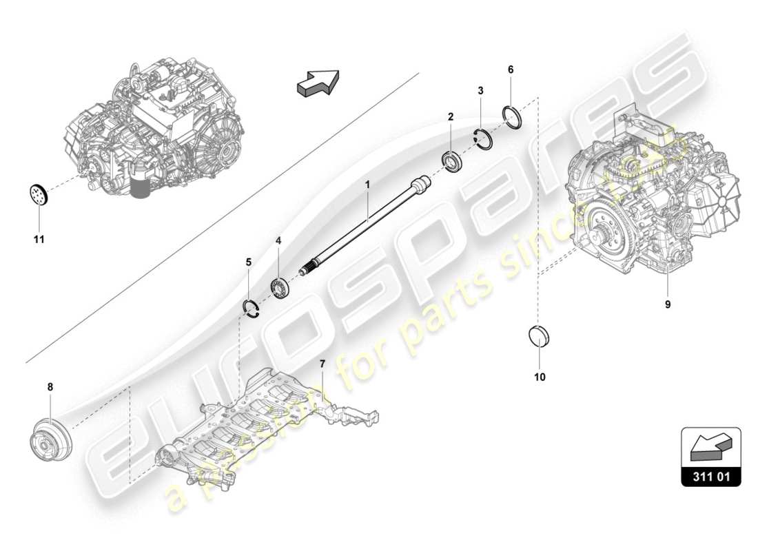 lamborghini evo coupe (2020) input shaft part diagram