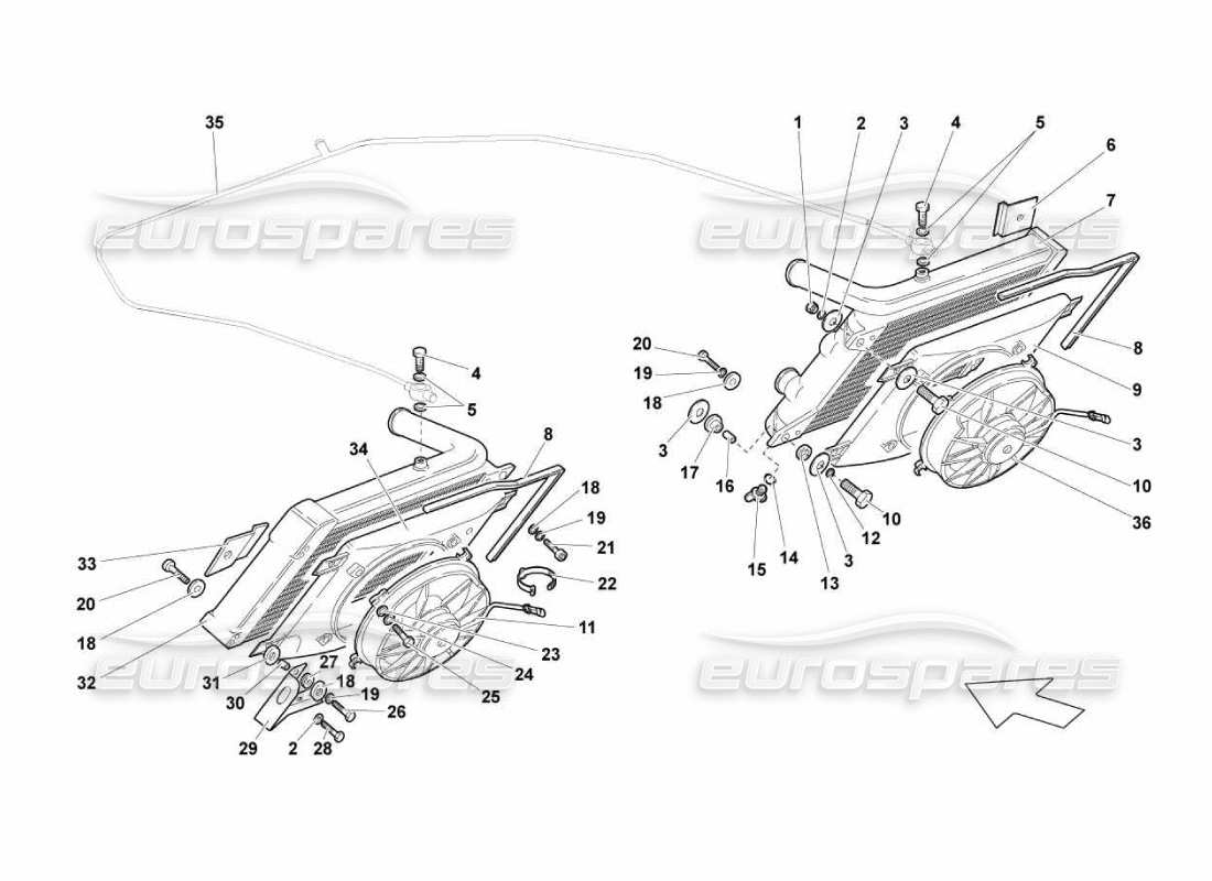 lamborghini murcielago lp670 water cooling system parts diagram