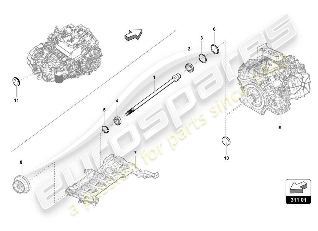 lamborghini 2020 (evo spyder) input shaft part diagram