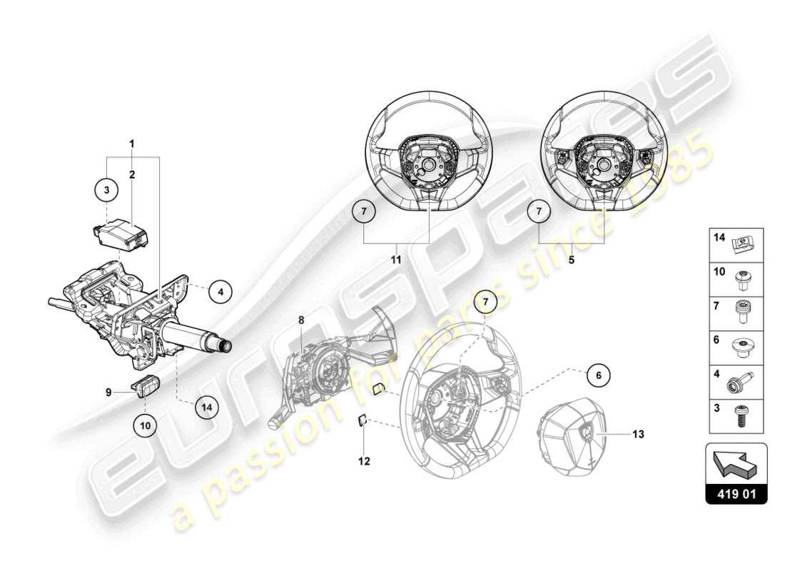 lamborghini 2019 (lp770-4 svj roadster) steering system part diagram