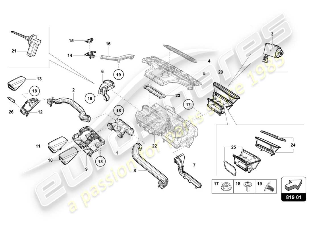 lamborghini 2016 (lp600-4 zhong coupe) air vent part diagram