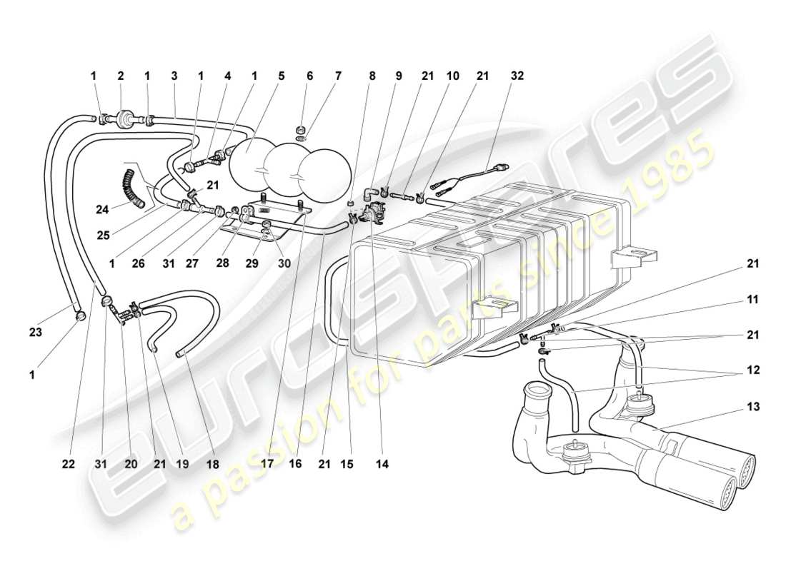 lamborghini murcielago coupe (2005) vacuum system part diagram