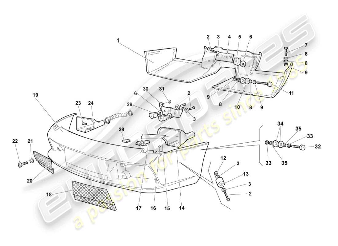 a part diagram from the lamborghini murcielago coupe (2005) parts catalogue