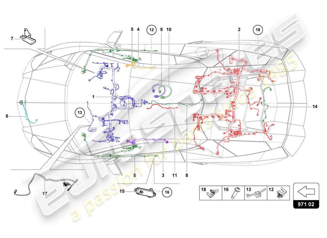 a part diagram from the lamborghini lp720-4 roadster 50 (2014) parts catalogue