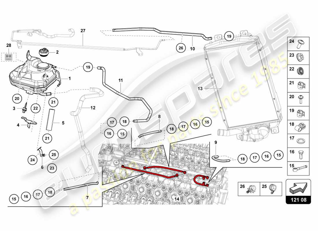 a part diagram from the lamborghini centenario roadster (2017) parts catalogue