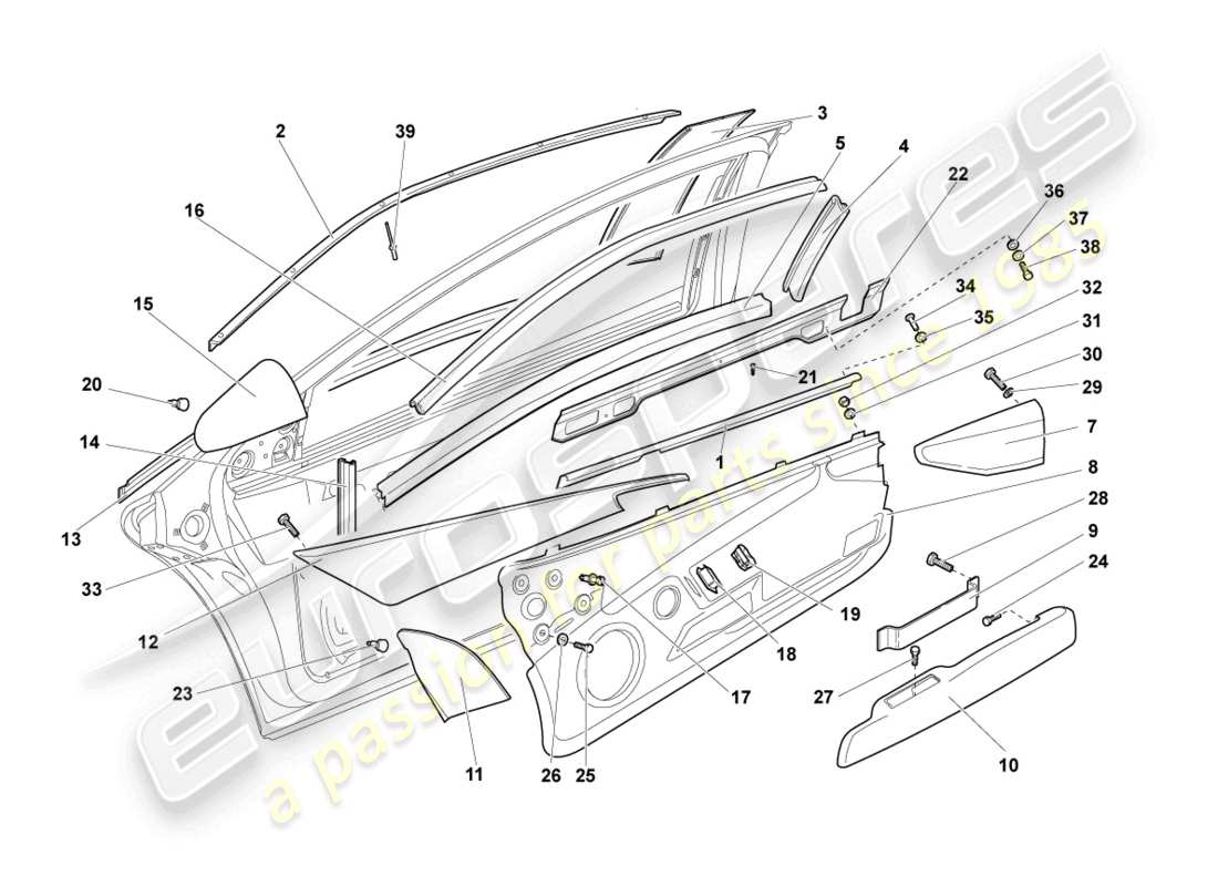 a part diagram from the lamborghini murcielago coupe (2002) parts catalogue