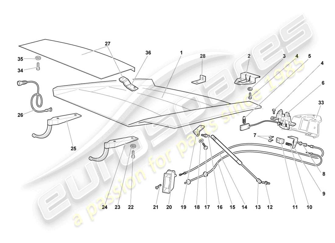 a part diagram from the lamborghini murcielago coupe (2003) parts catalogue