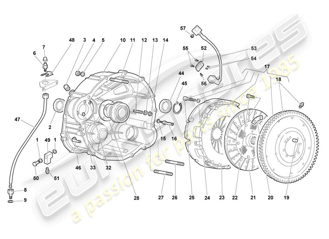 a part diagram from the lamborghini murcielago coupe (2004) parts catalogue