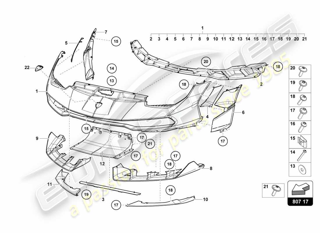 a part diagram from the lamborghini centenario coupe (2017) parts catalogue