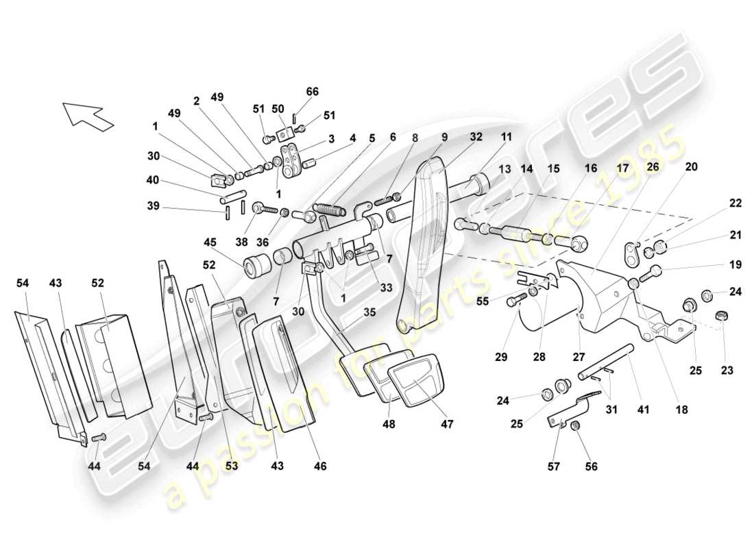 a part diagram from the lamborghini murcielago coupe (2004) parts catalogue