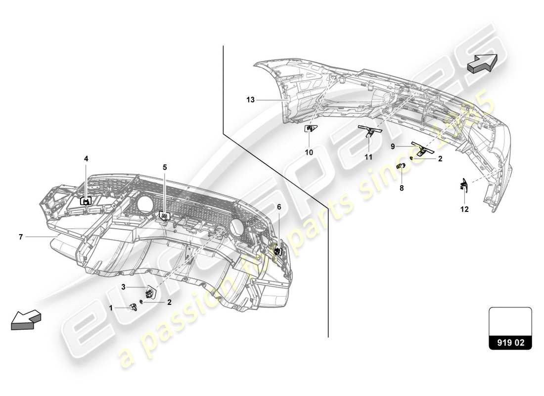 a part diagram from the lamborghini performante spyder (2018) parts catalogue
