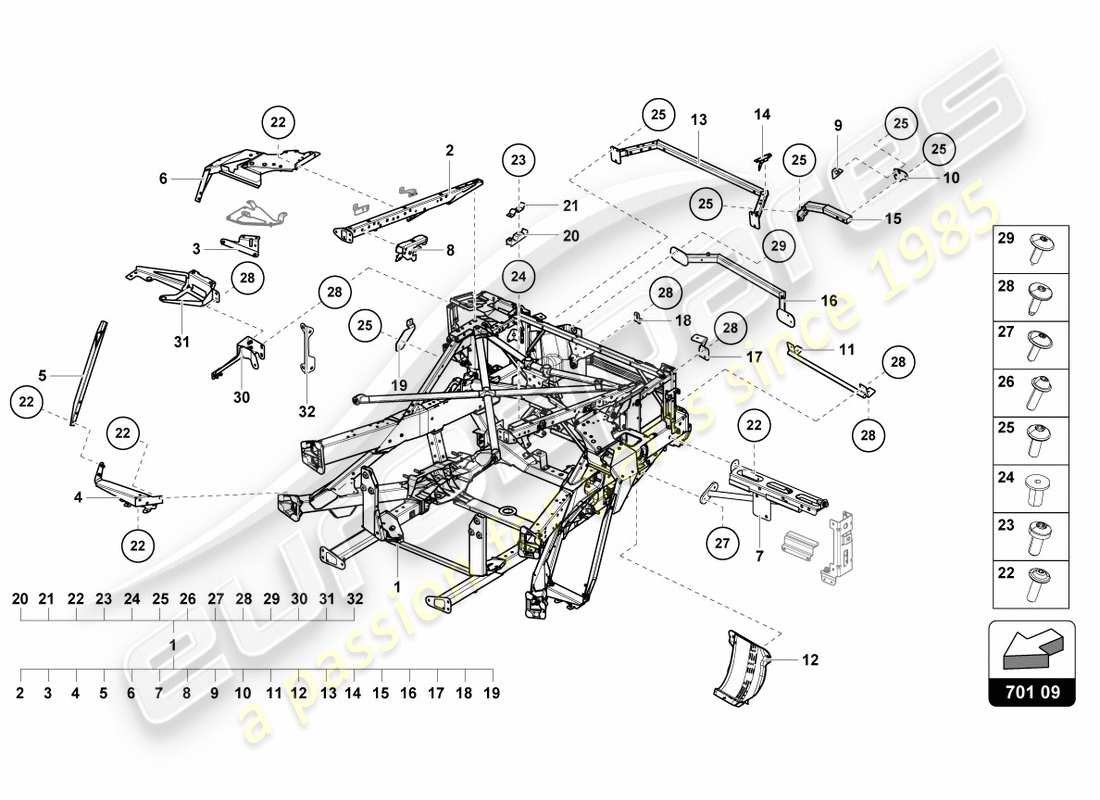 lamborghini centenario roadster (2017) trim frame rear part parts diagram