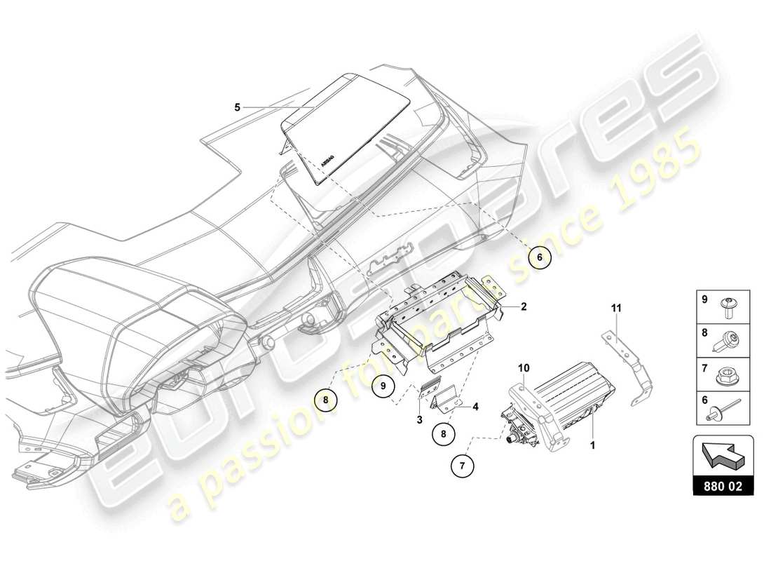 lamborghini lp770-4 svj roadster (2019) airbag unit parts diagram