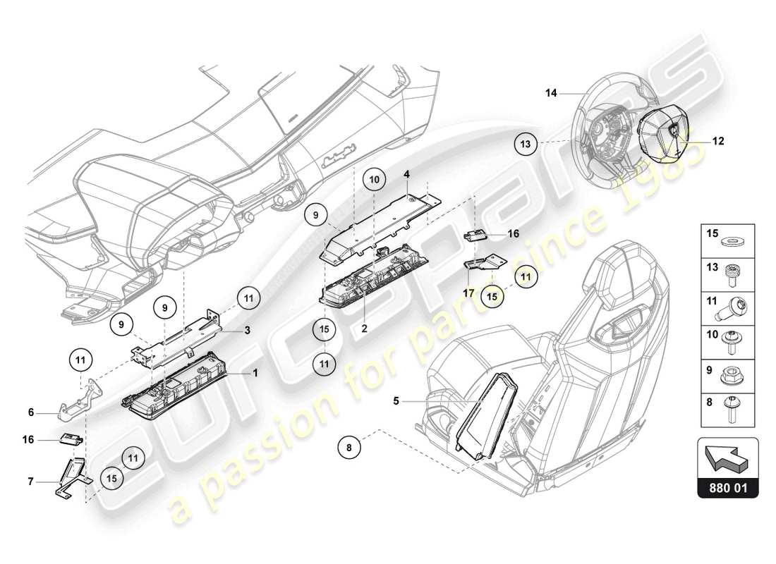 lamborghini lp750-4 sv coupe (2015) airbag unit parts diagram