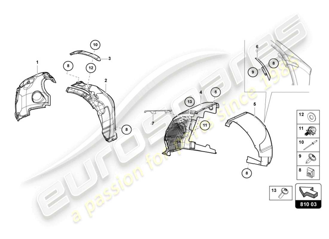 lamborghini sian (2021) wheel housing trim parts diagram