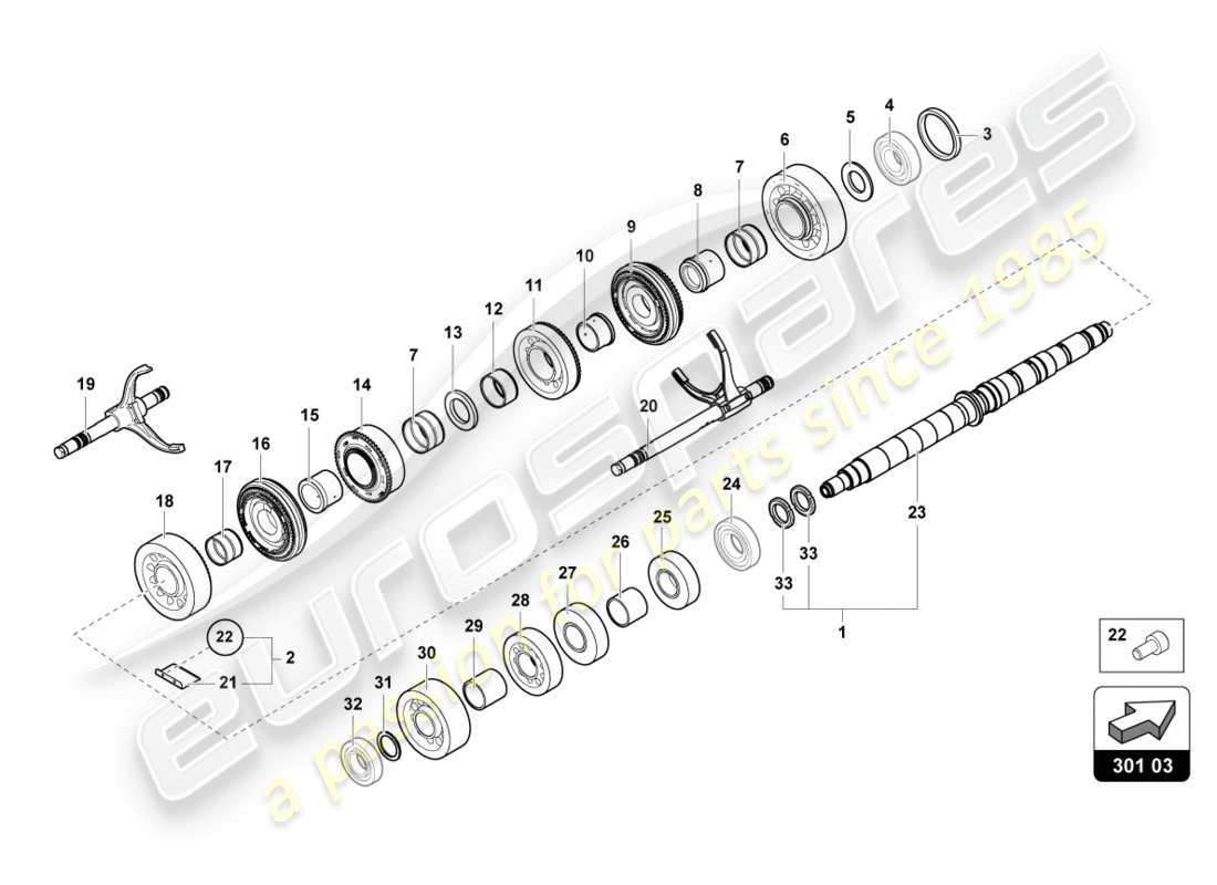 lamborghini centenario coupe (2017) reduction gearbox shaft parts diagram