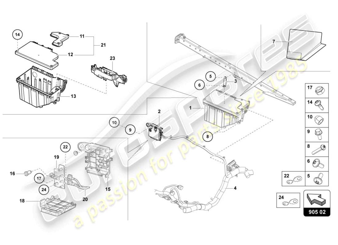 lamborghini lp740-4 s coupe (2020) central electrics parts diagram